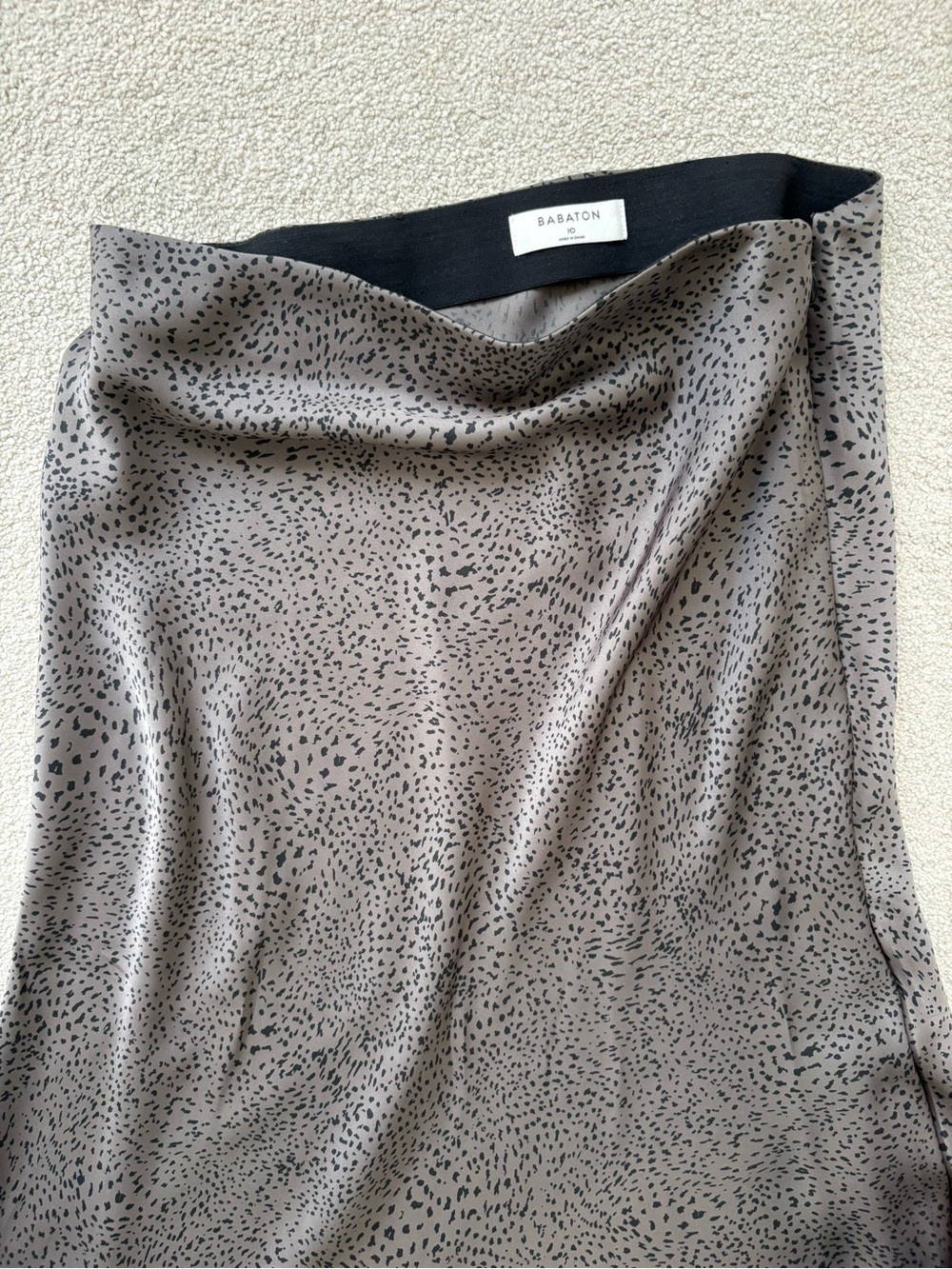 Babaton Taupe Midi Skirt with Black Speckle Print